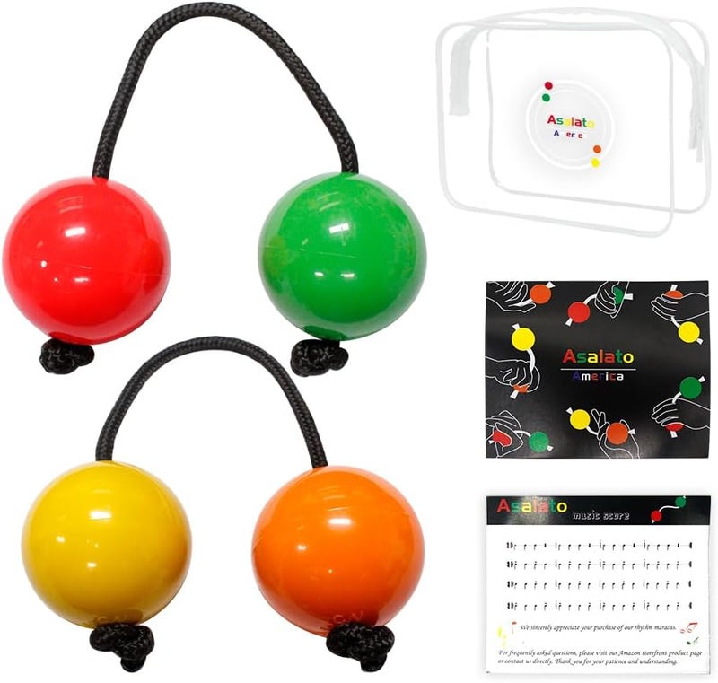 JeuRon Asalato Shakers 2 Pairs - African Kassa Kashaka Rhythm Balls | Percussion Musical Instrument Set with Gift Box (4 Colors) | Stress Relief Toy & Creative Gift for Kids & Adults - Image 1